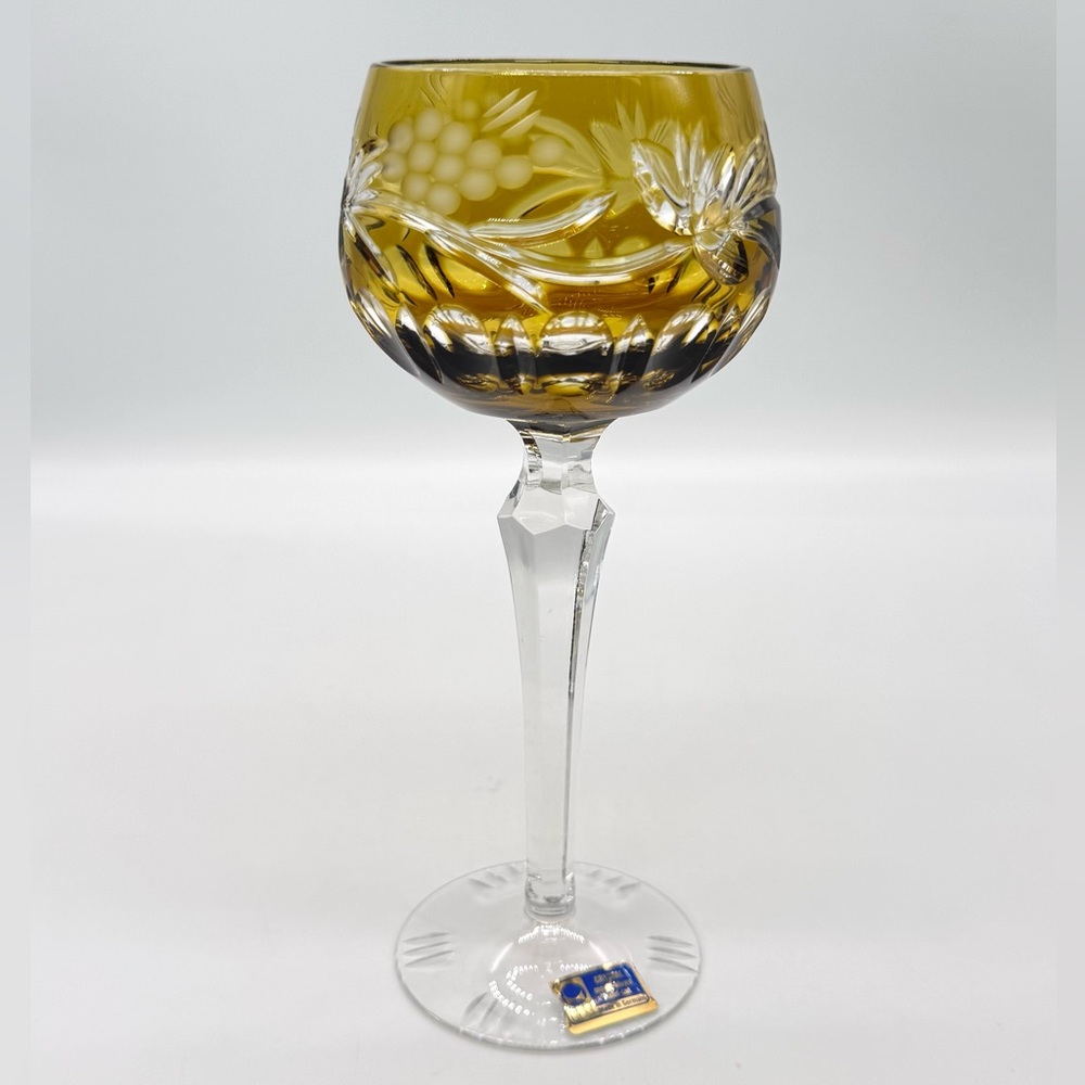 Vintage Lausitzer Crystal Römer Wine Glass – Amber Cut-to-Clear